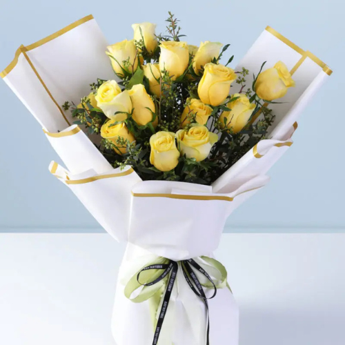 Premium Yellow Roses and Ferrero Box
