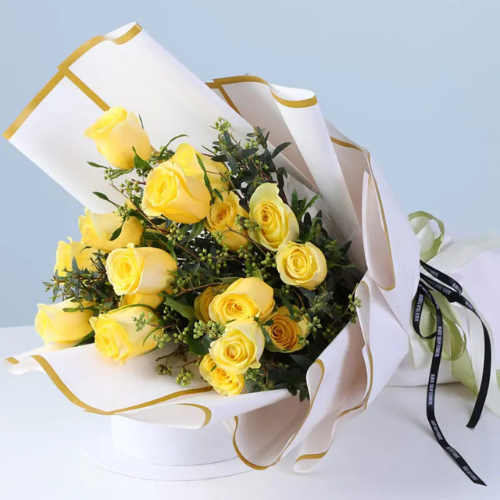 Premium Yellow Roses and Ferrero Box