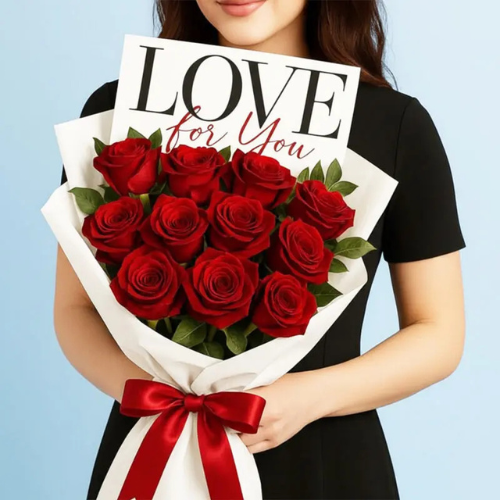 Red Rose Romantic Bouquet for Love Gift