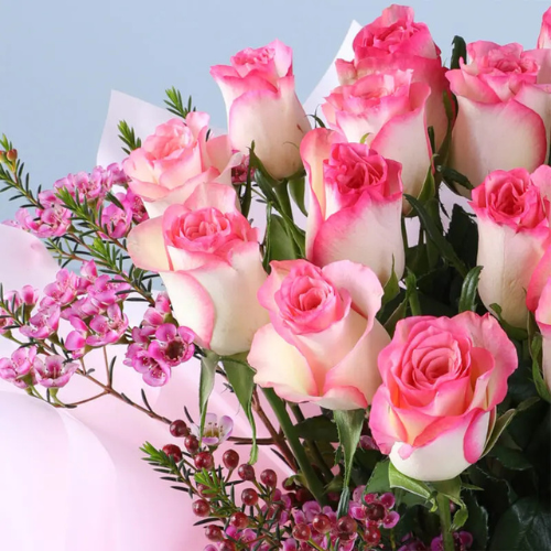 Luxury Double Pink Roses Flower Box
