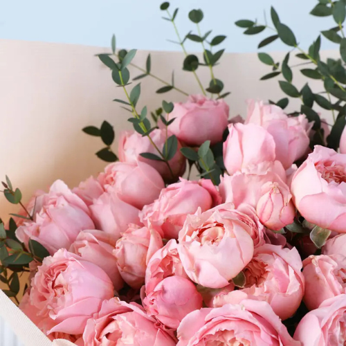 Soft Pink Garden Rose Floral Bouquet