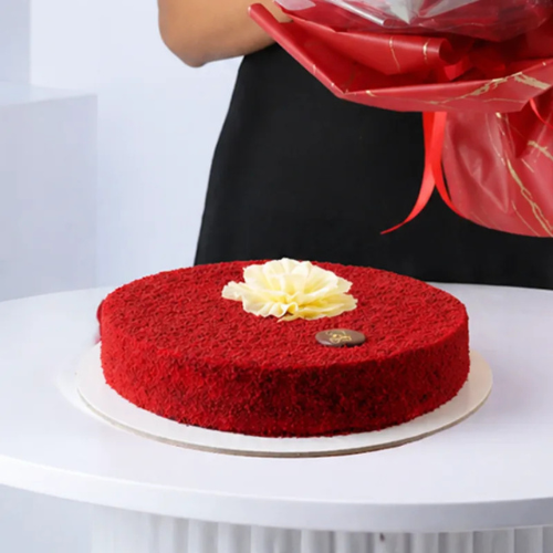Premium Red Velvet Flower Delight