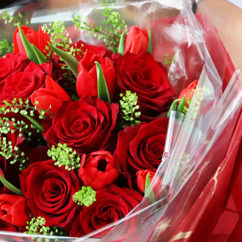 Premium Red Velvet Flower Delight