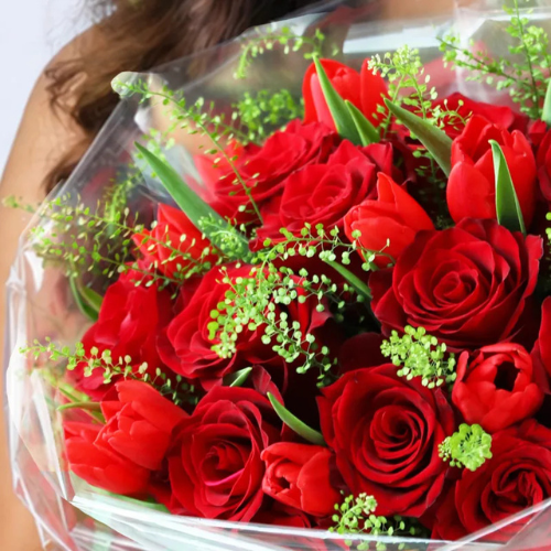 Premium Red Velvet Flower Delight