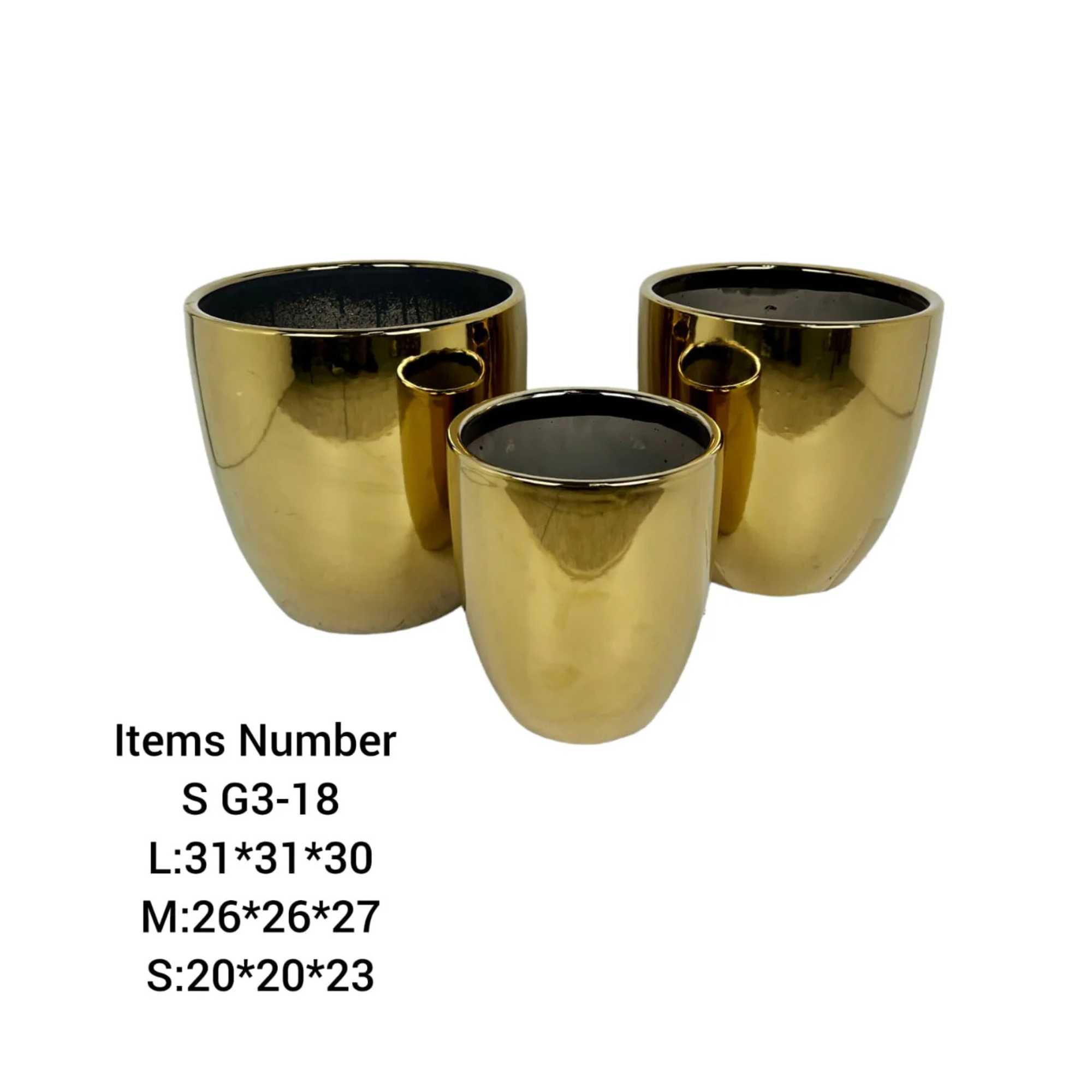 G3-18 Golden Ceramic Planter Set