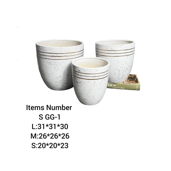 GG-1 Ceramic Planter Pots Combo Set 3pcs – Royal Plantscape Garden