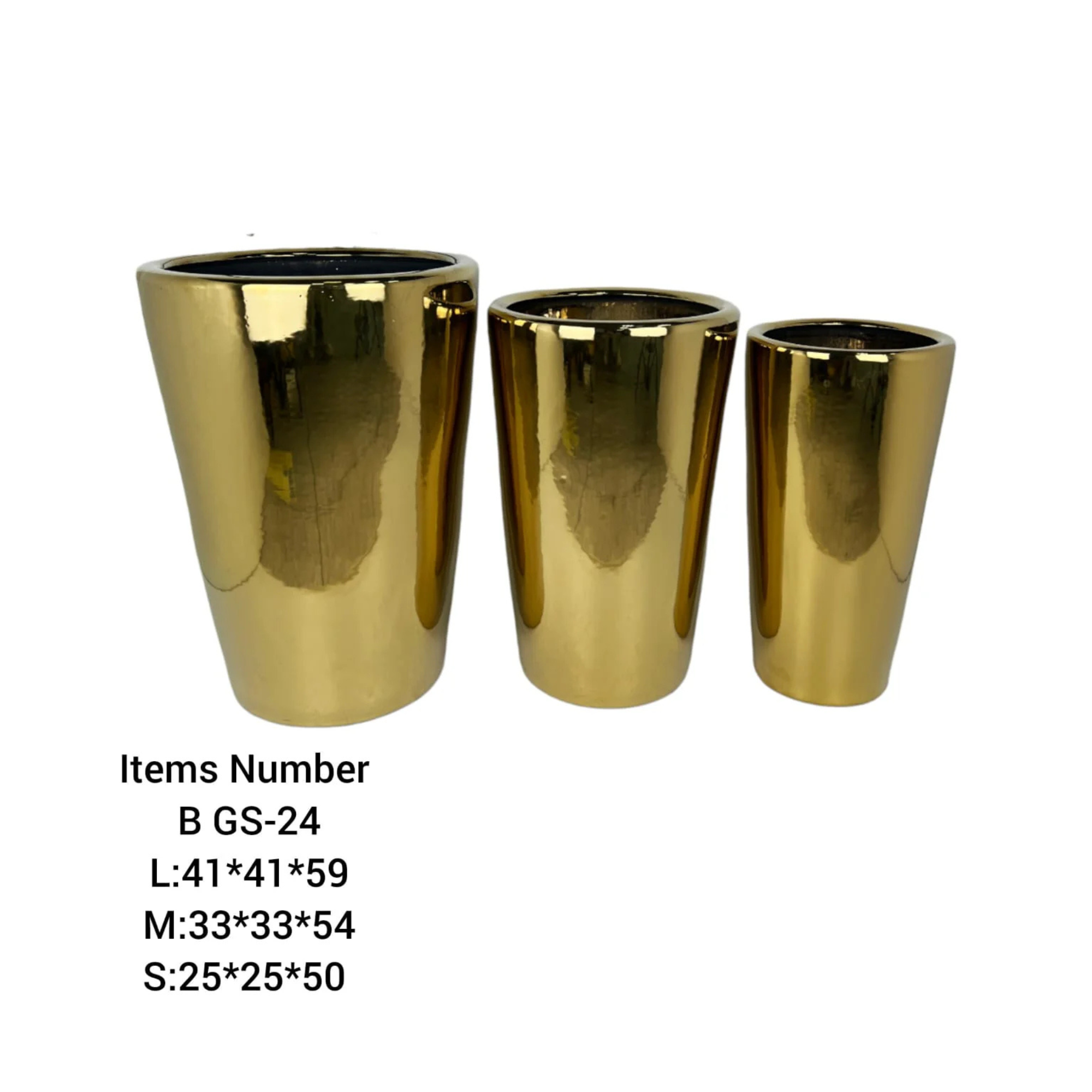 Gs Collection Pots 3pcs Premium Golden Ceramic Pots GS-24 – Royal Plantscape Garden