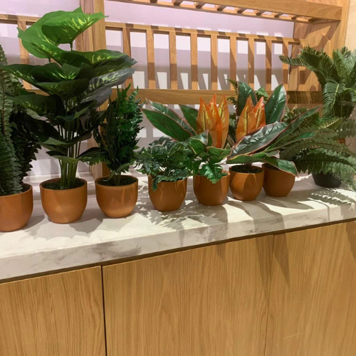 Set of 8 Premium Artificial Plants With Ceramic Pots