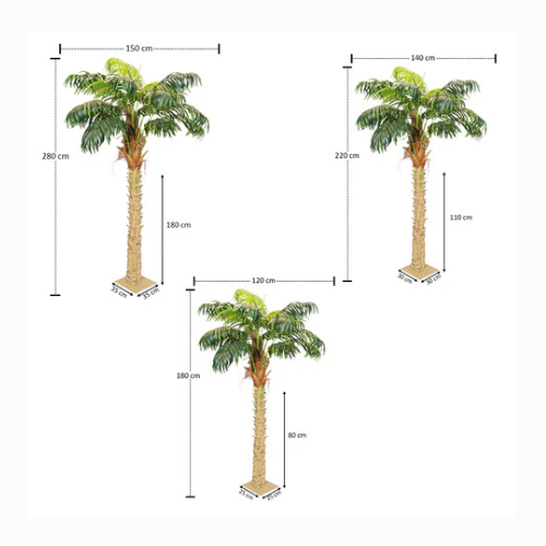 3pcs in a Set Artificial Palm Tree (280cm - 220cm - 180cm)