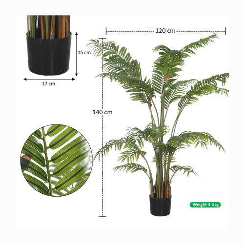 Artificial Areca Palm Tree – Realistic Faux Indoor Plant with Pots (140 cm)