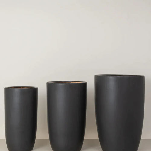 Black Ceramic Pot Set | Modern Planters for Indoor & Outdoor