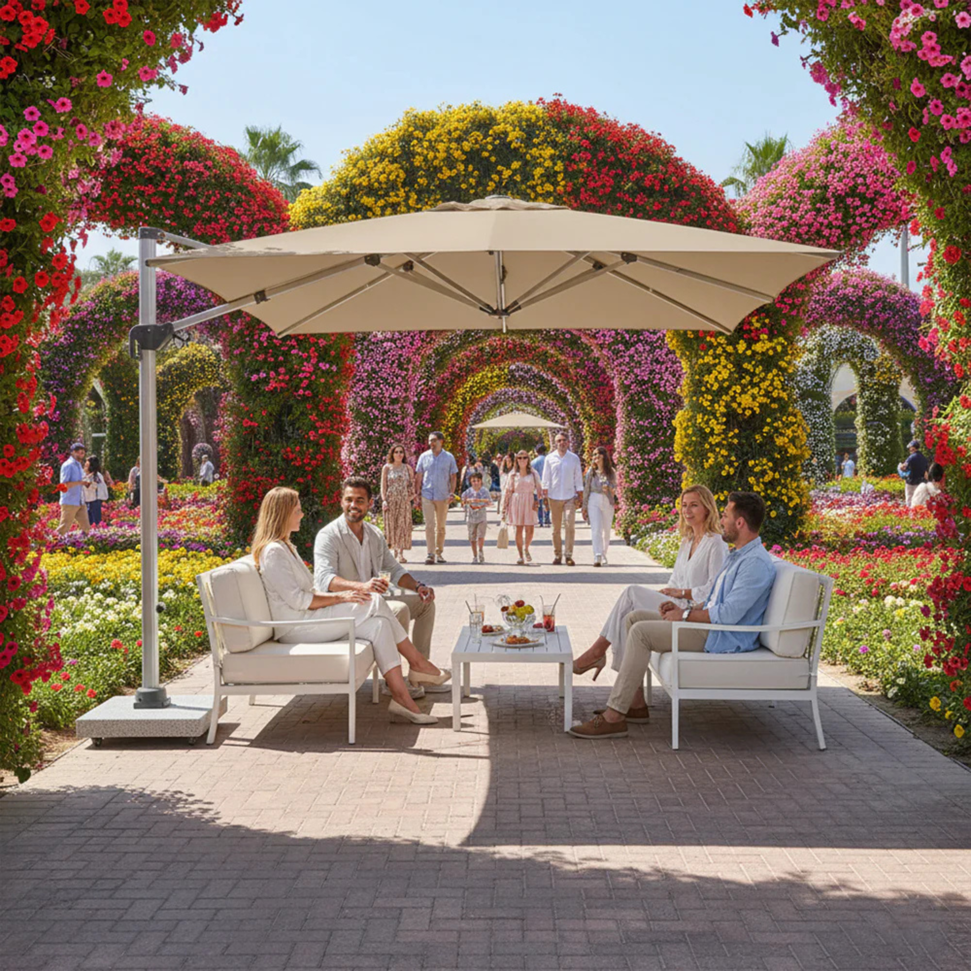 Outdoor 3x3m Cantilever Umbrella w/ 100kg Marble