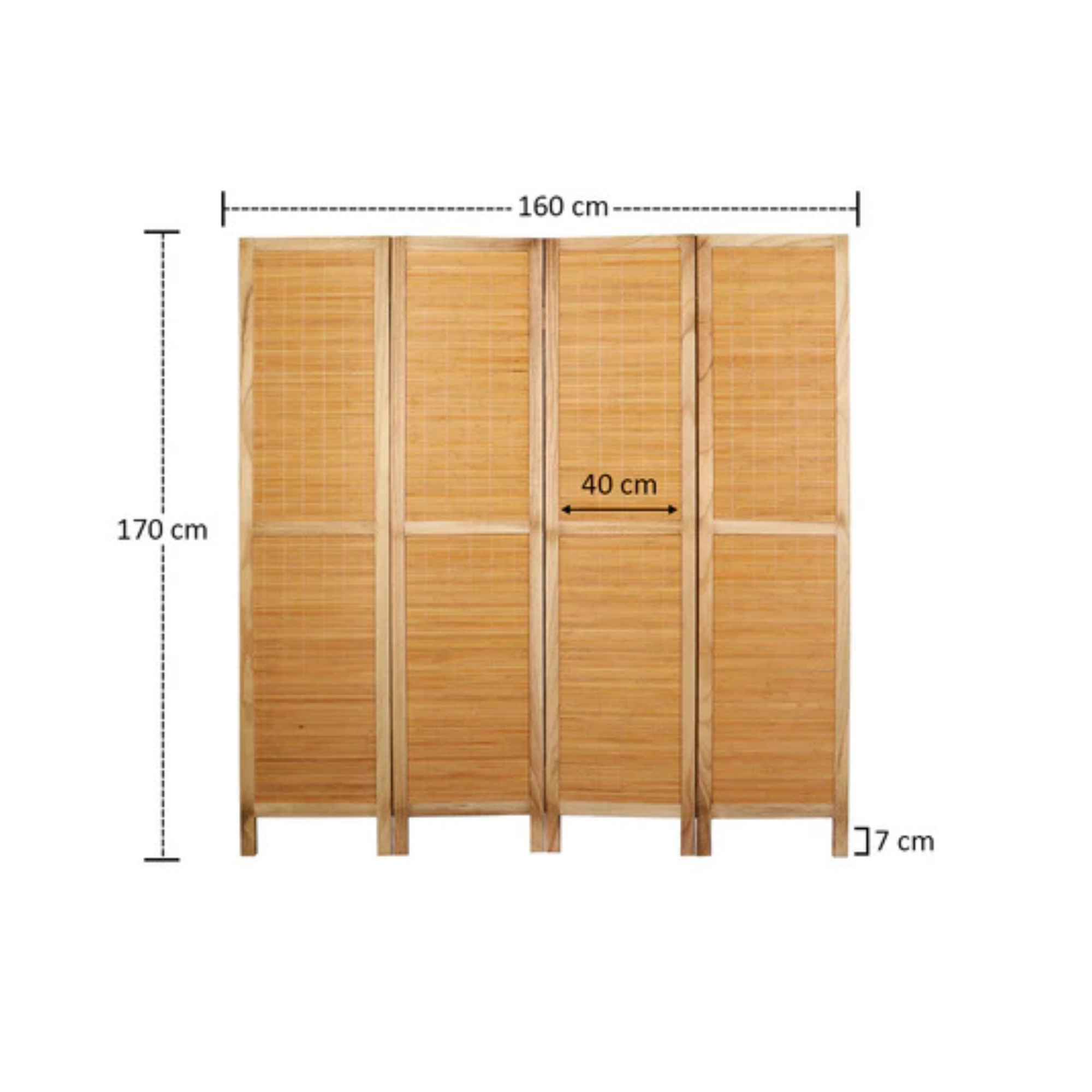 Four Panel Wooden Room Divider Screen