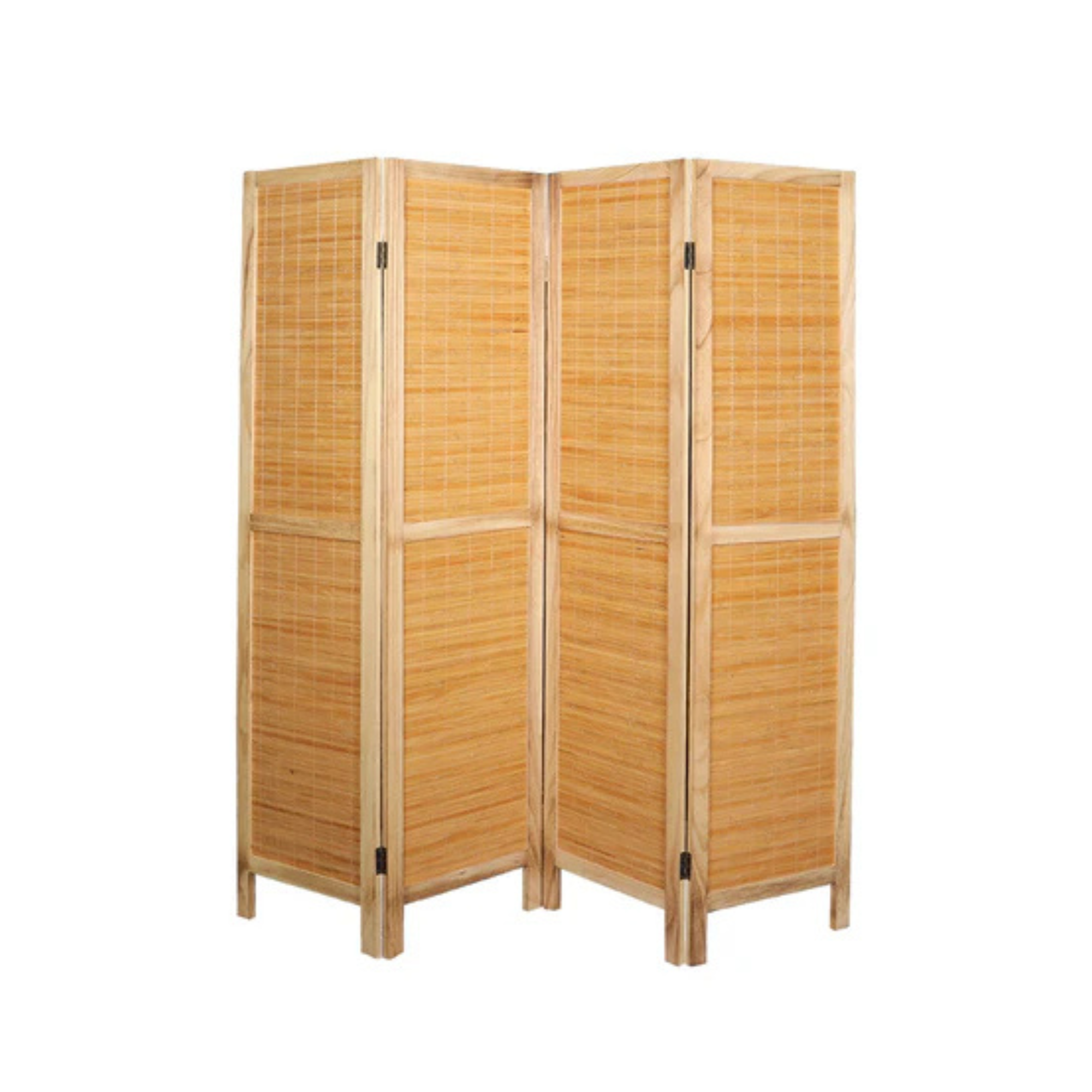 Four Panel Wooden Room Divider Screen