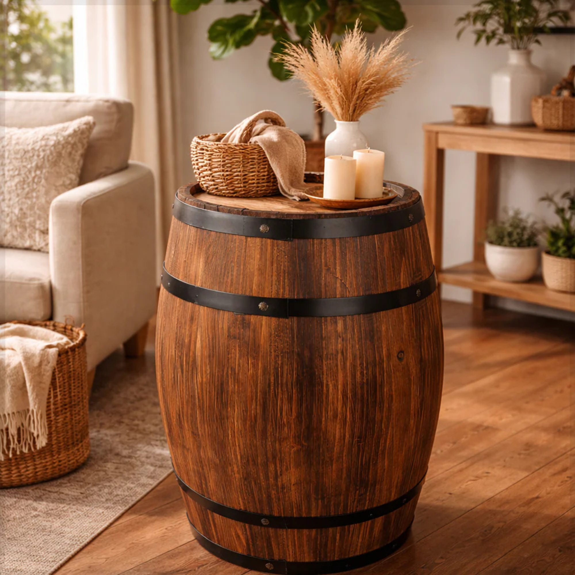 Decorative Wooden Barrel Only
