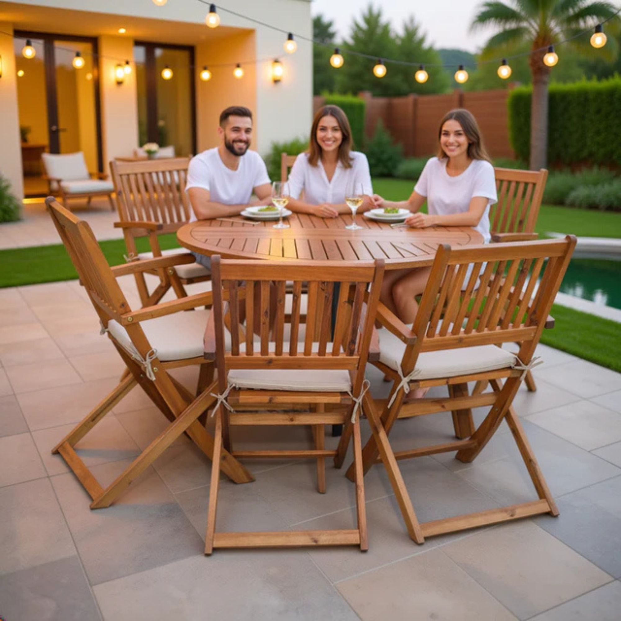 Garden Wooden Table Chair Set