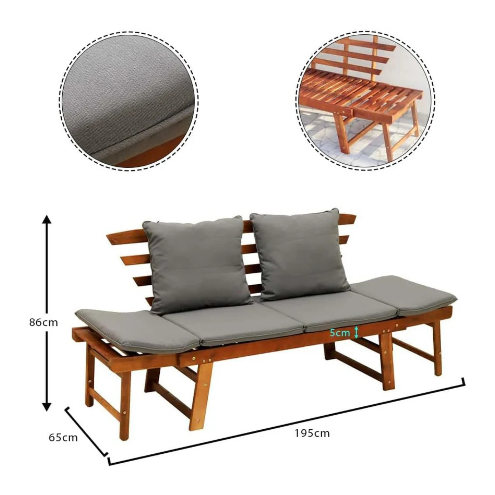 Outdoor Acacia Wood Garden Sofa