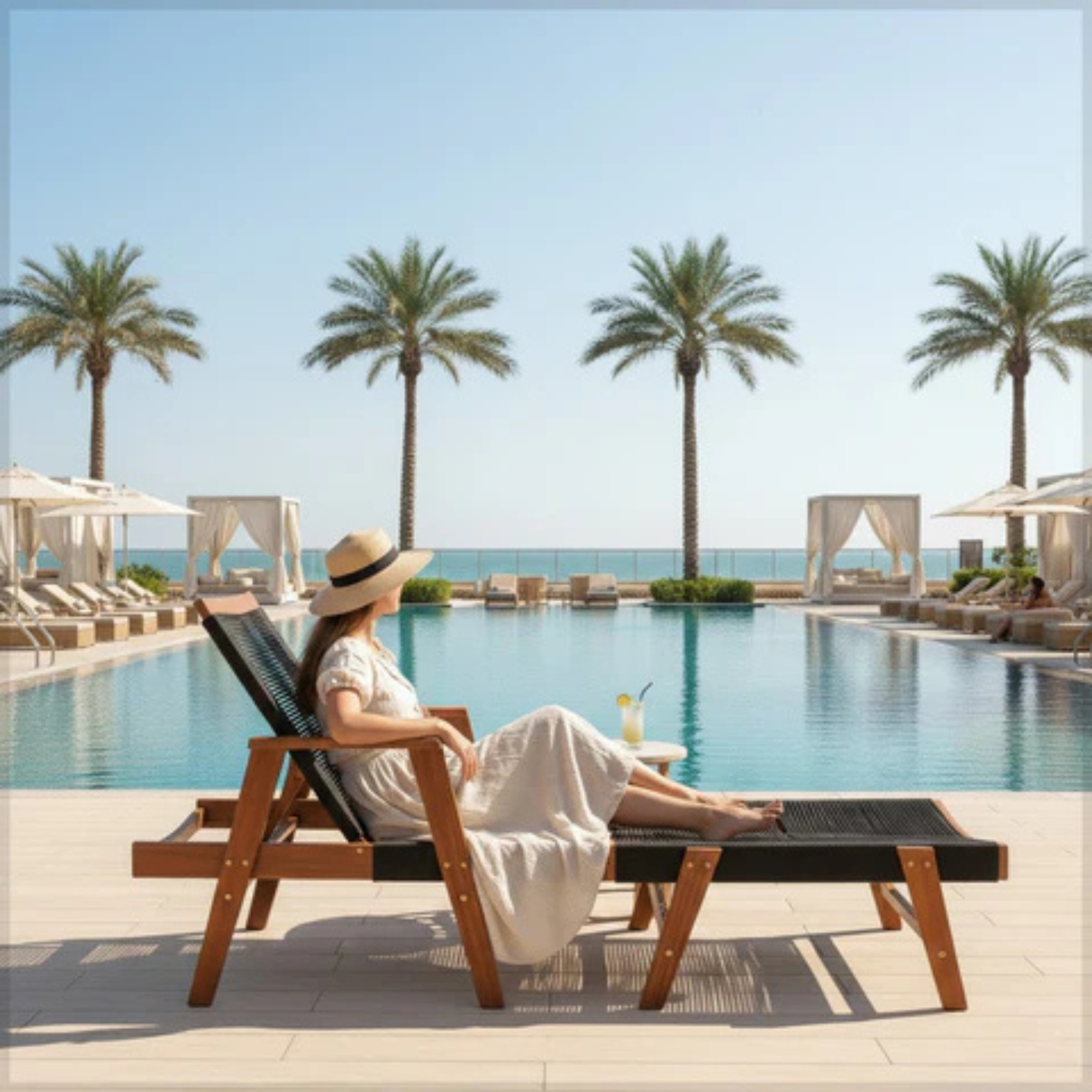 Wooden Outdoor Sun Lounger Chair