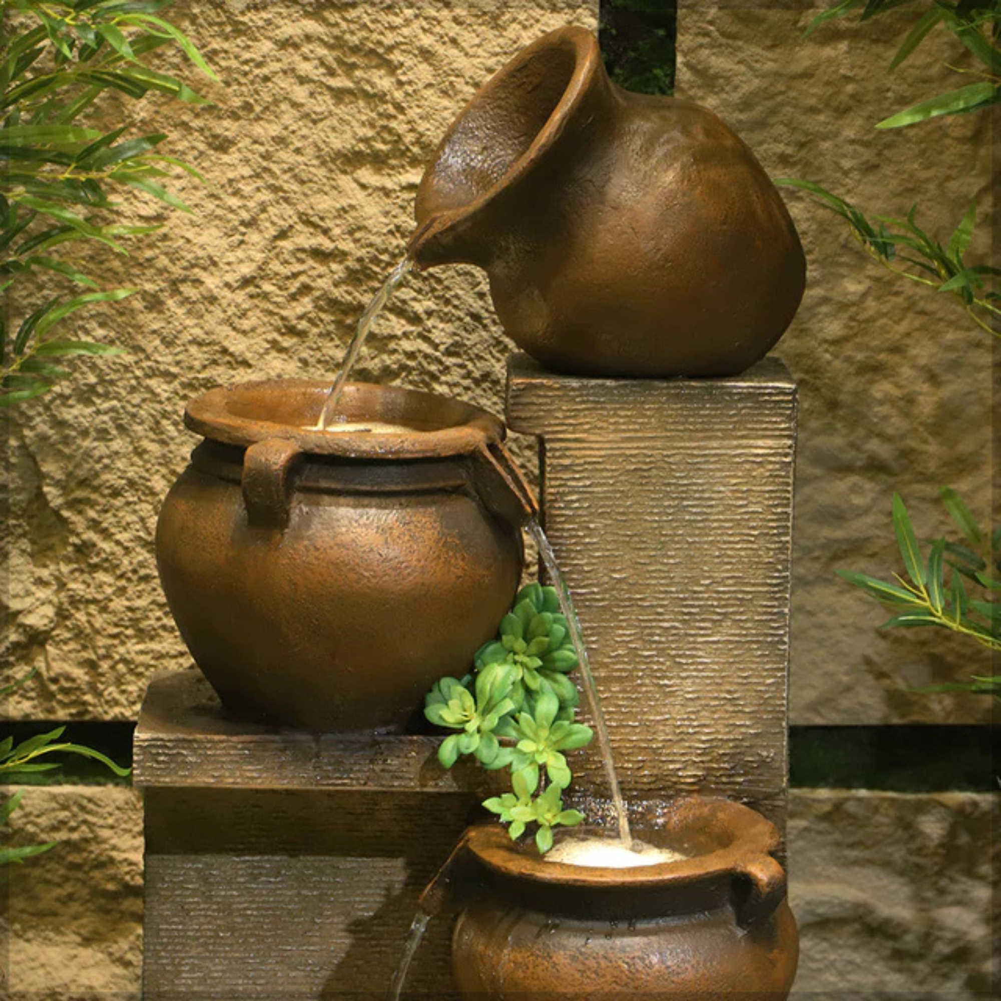 1Pcs 4 Tiered Floor Standing Water Fountain for Garden and Home Decor (Fountain Only)