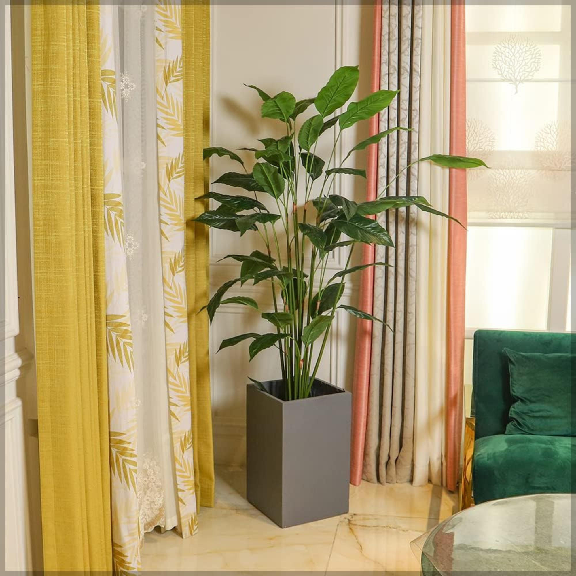 Modern Elegant Black Ceramic Planter Pots Set