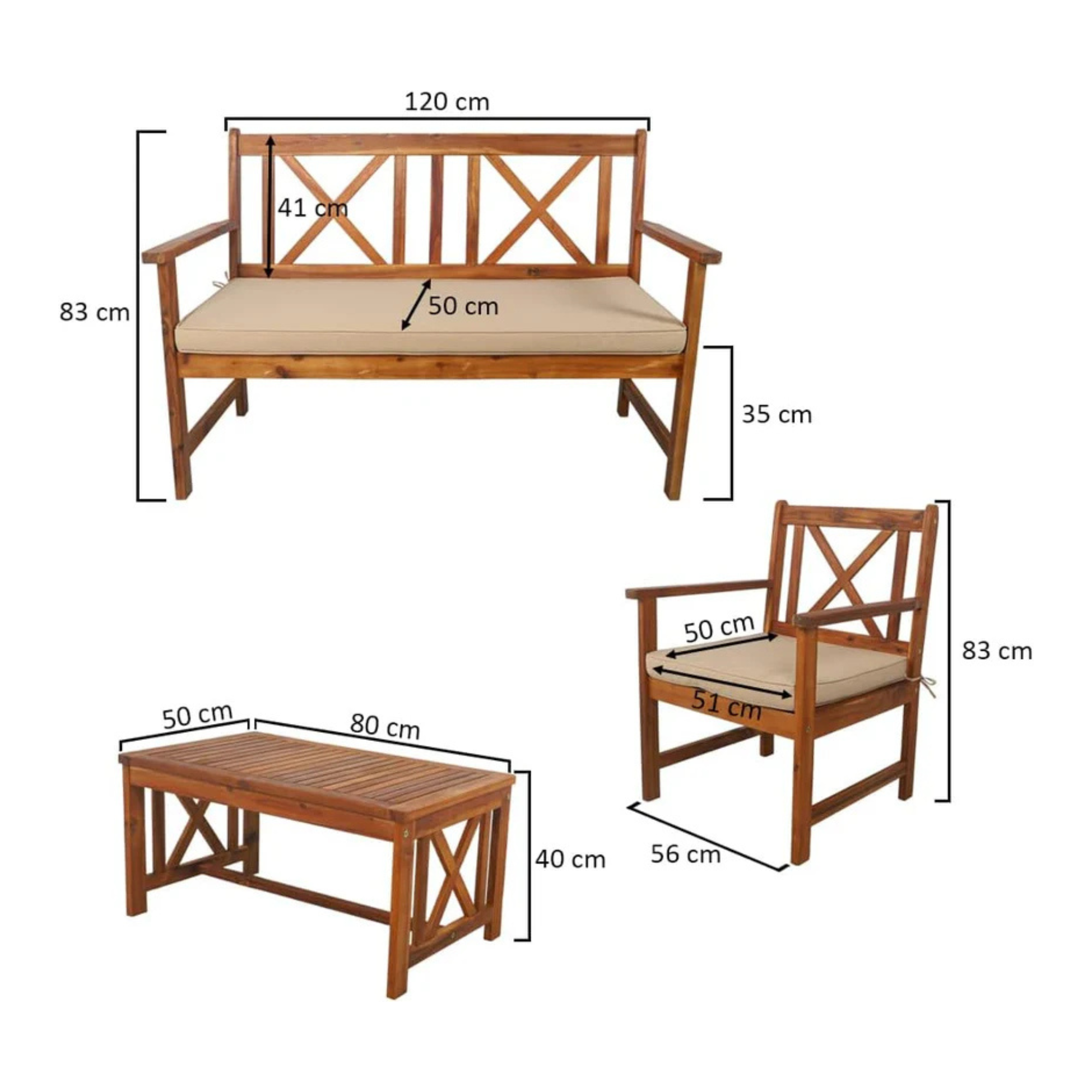 Wooden Outdoor Sofa Set for Garden