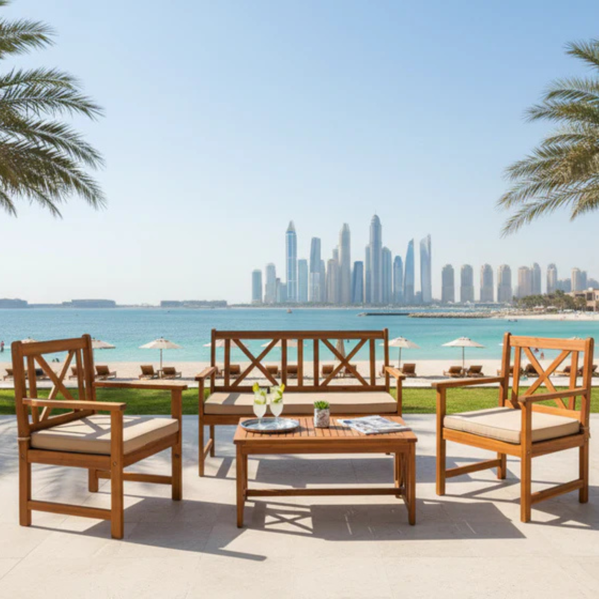 Wooden Outdoor Sofa Set for Garden