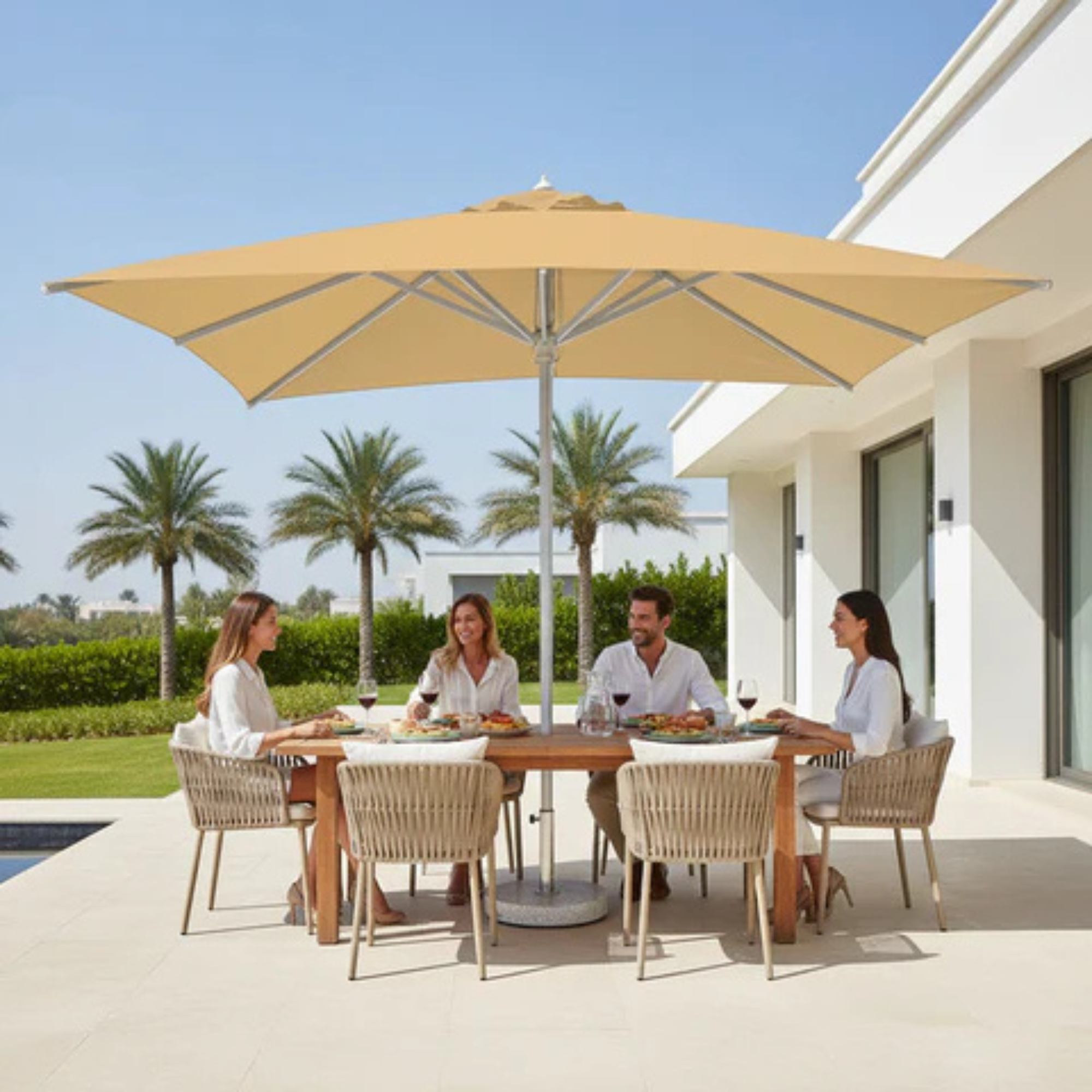3.5m Cantilever Outdoor Patio Umbrella with 120kg Marble Base