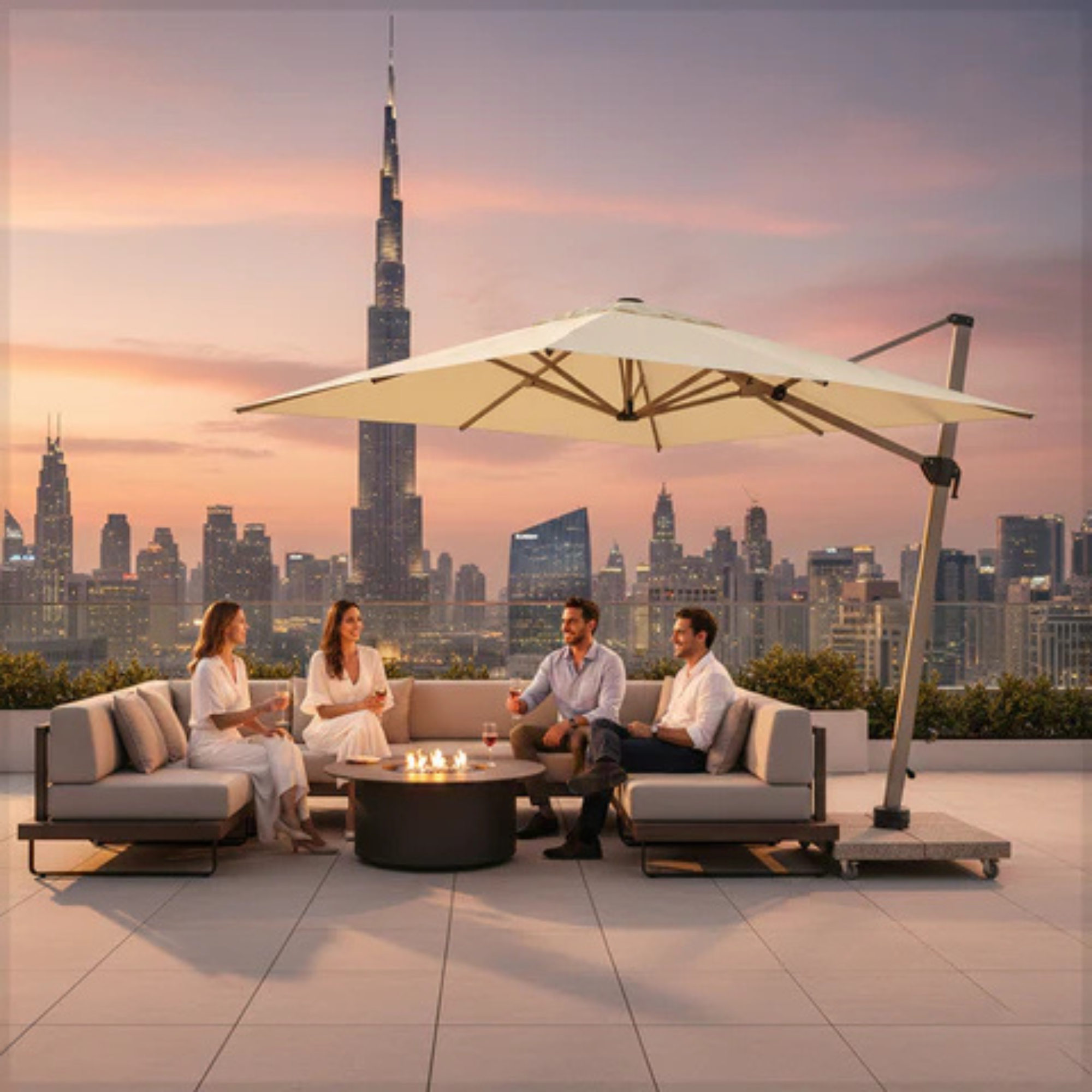 3.5m Cantilever Outdoor Patio Umbrella with 120kg Marble Base