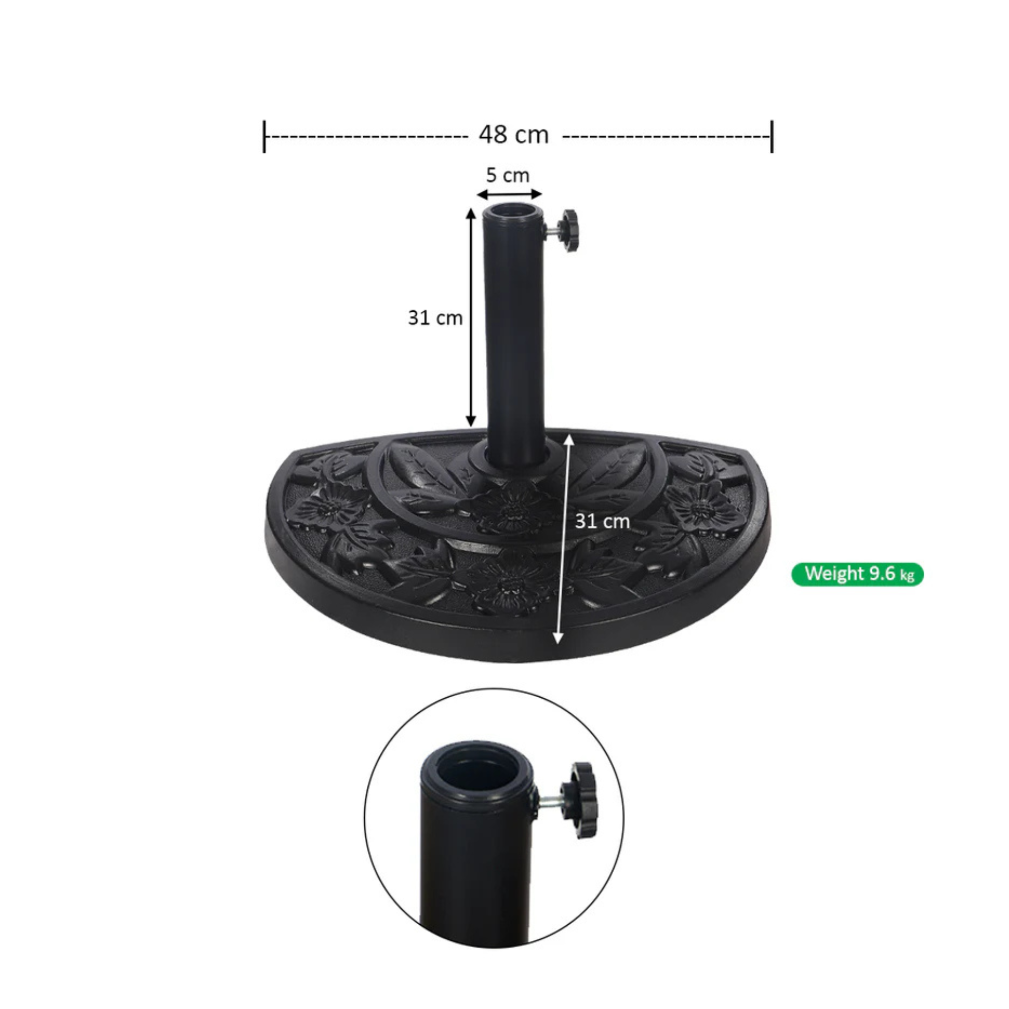 Half-Round Outdoor Umbrella Stand Base