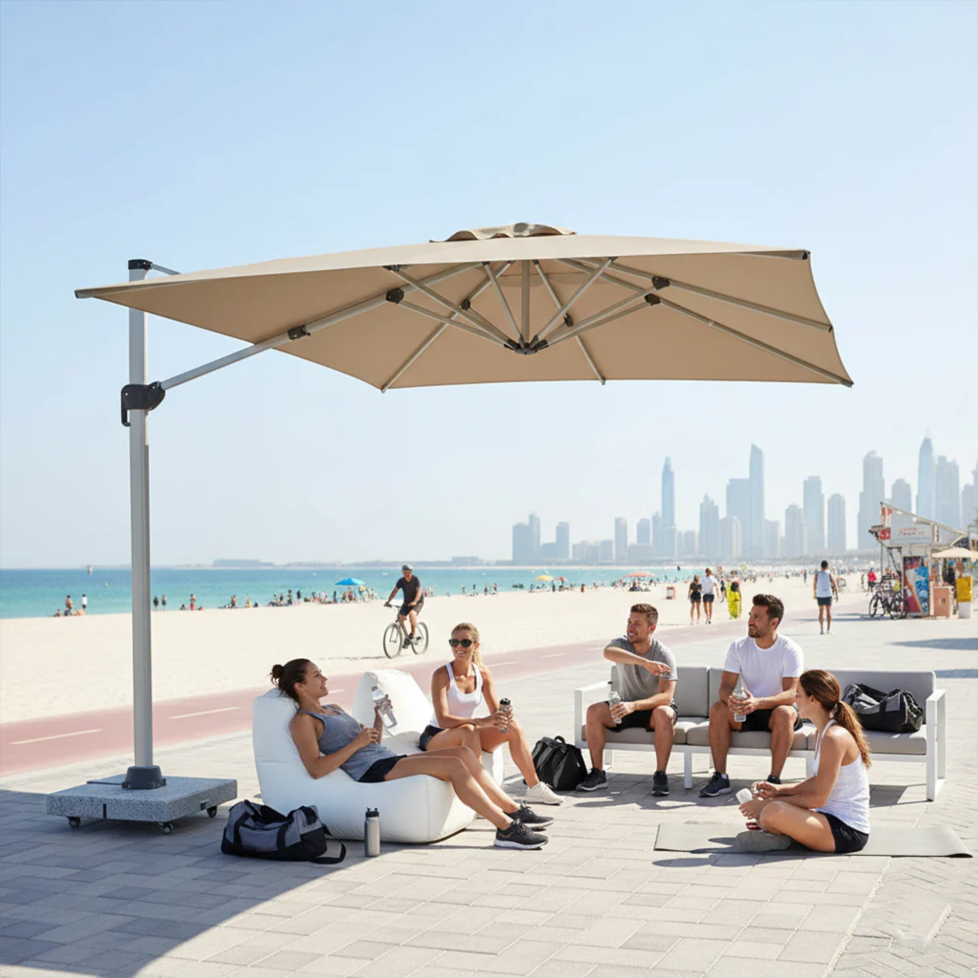 Outdoor 3x3m Cantilever Umbrella w/ 100kg Marble