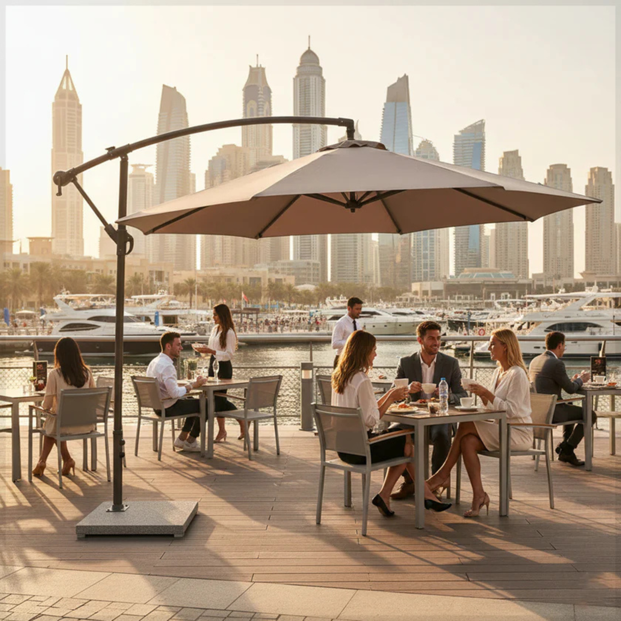 Cantilever Hanging Umbrella with Base