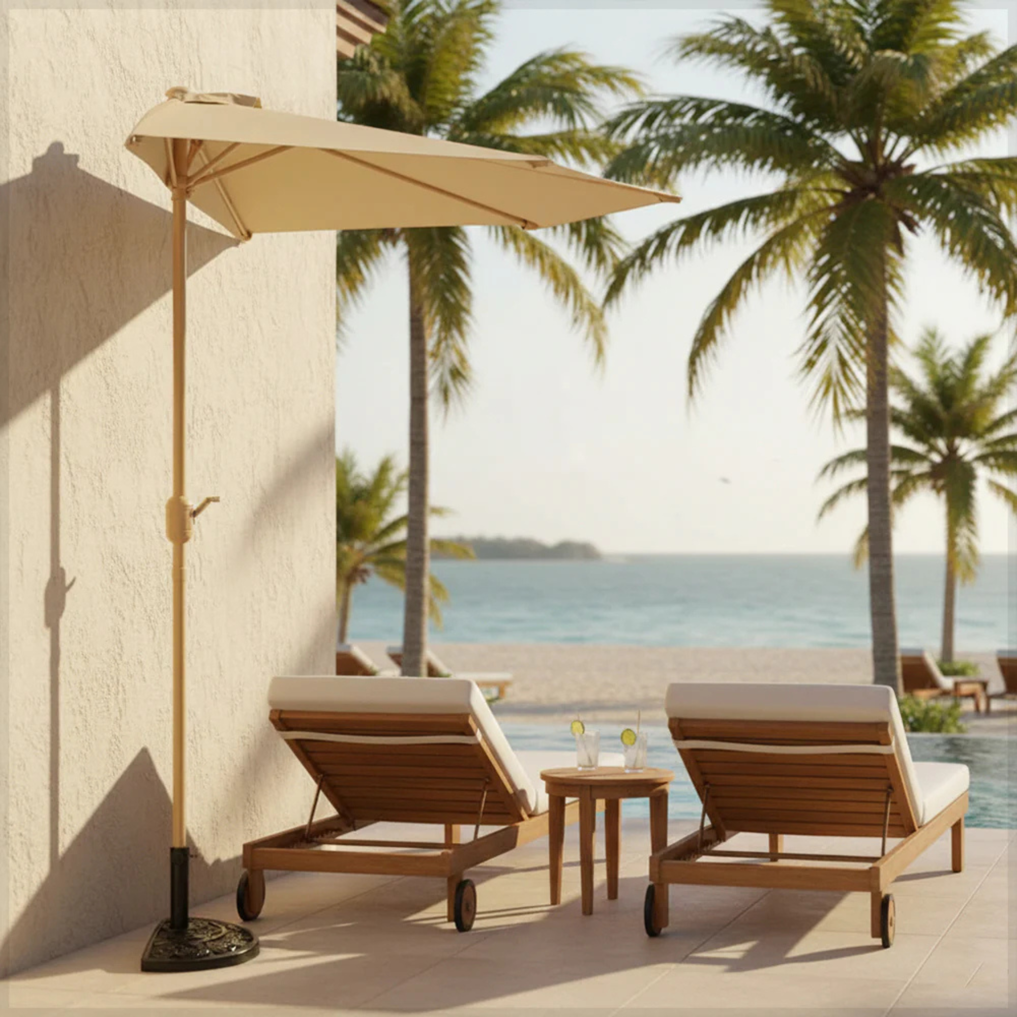 Wall-Mounted Outdoor Half Umbrella without Base