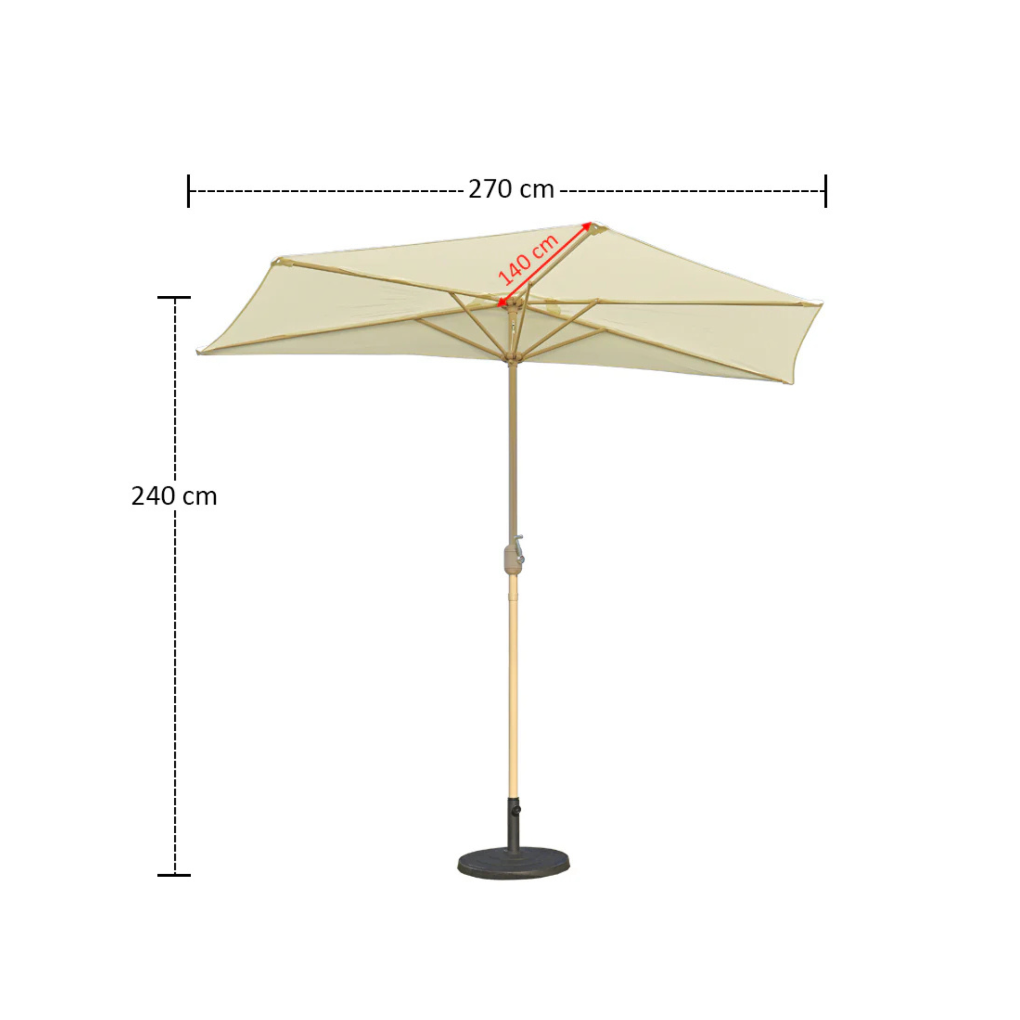 Wall-Mounted Outdoor Half Umbrella without Base