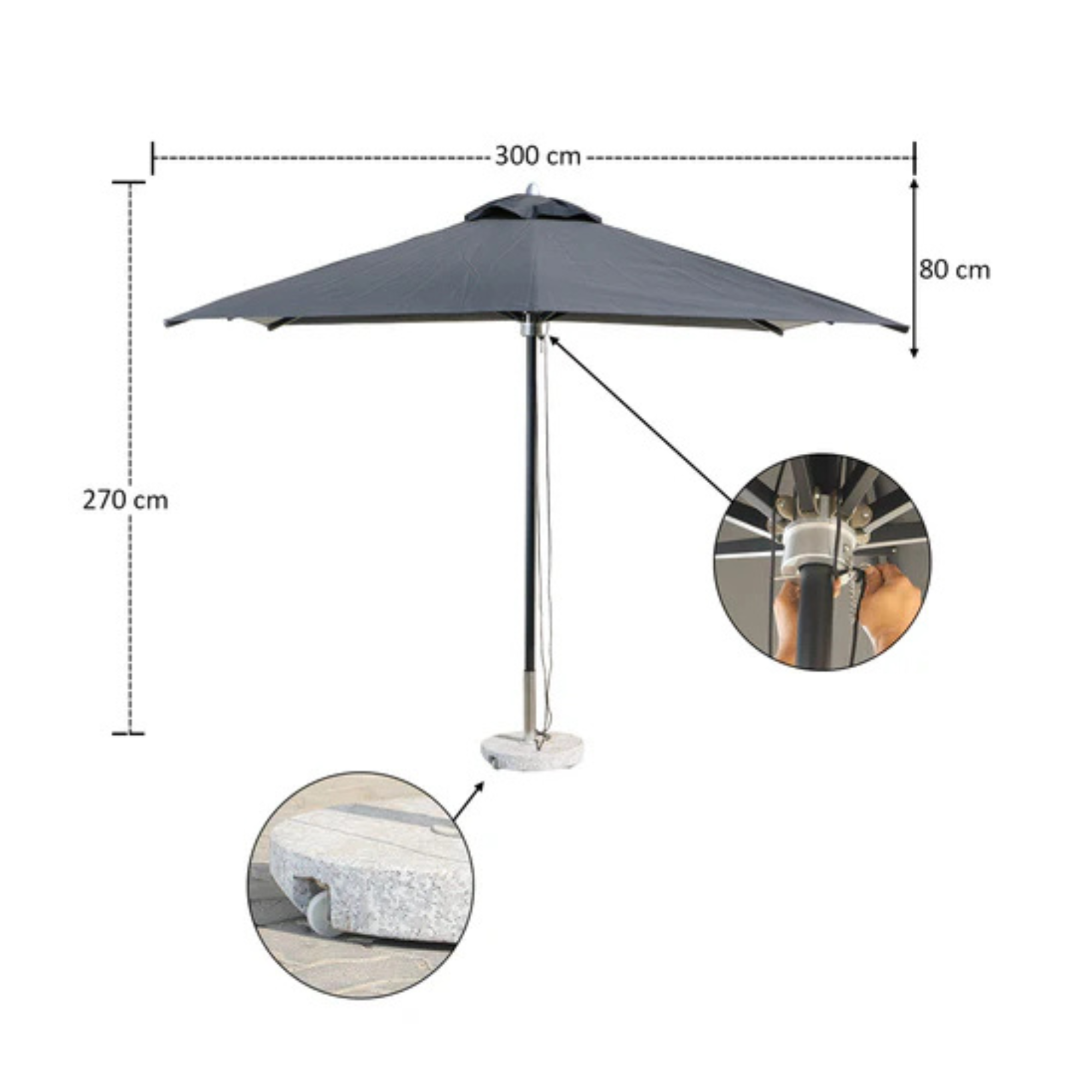 Gray Square Outdoor Umbrella without Base
