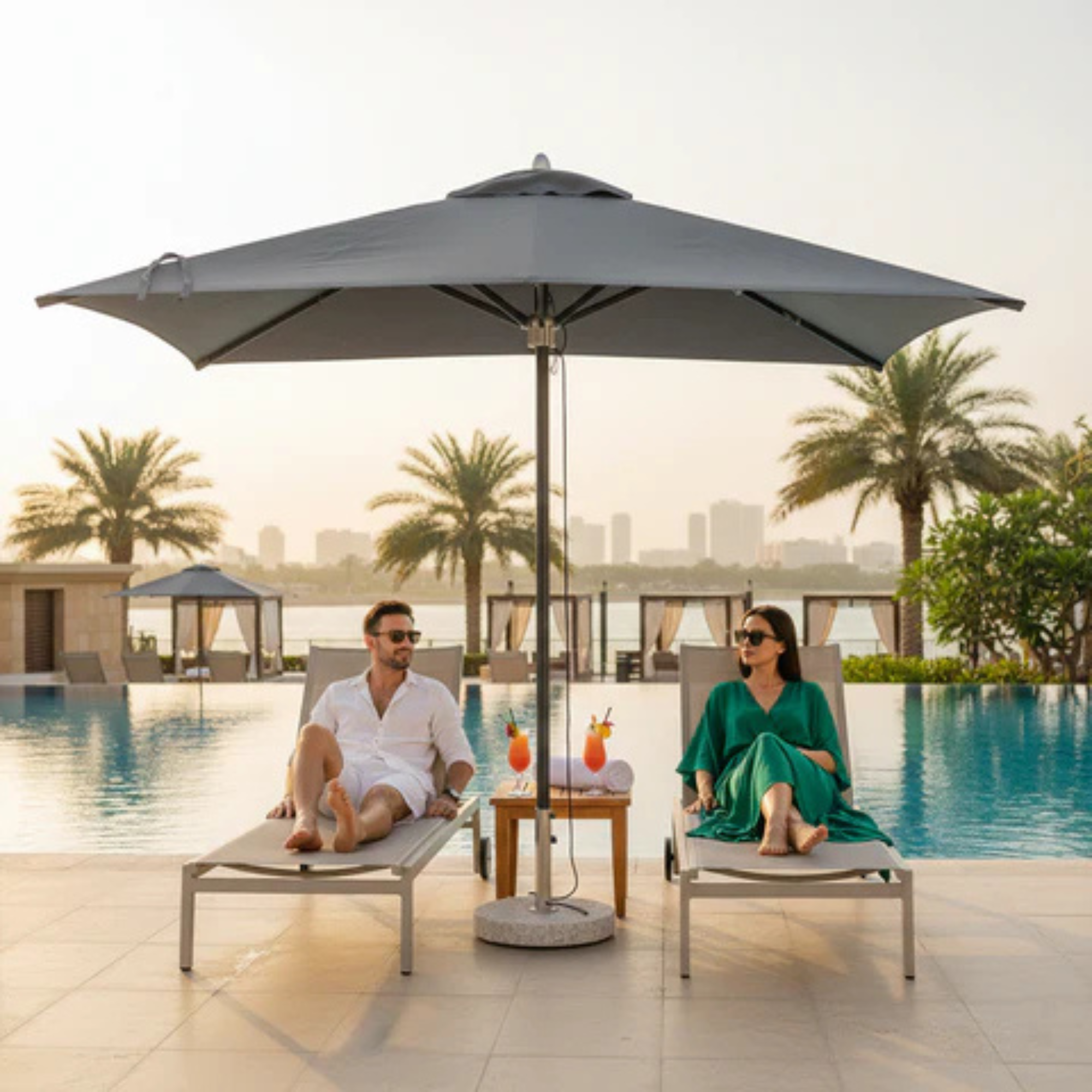 Gray Square Outdoor Umbrella without Base