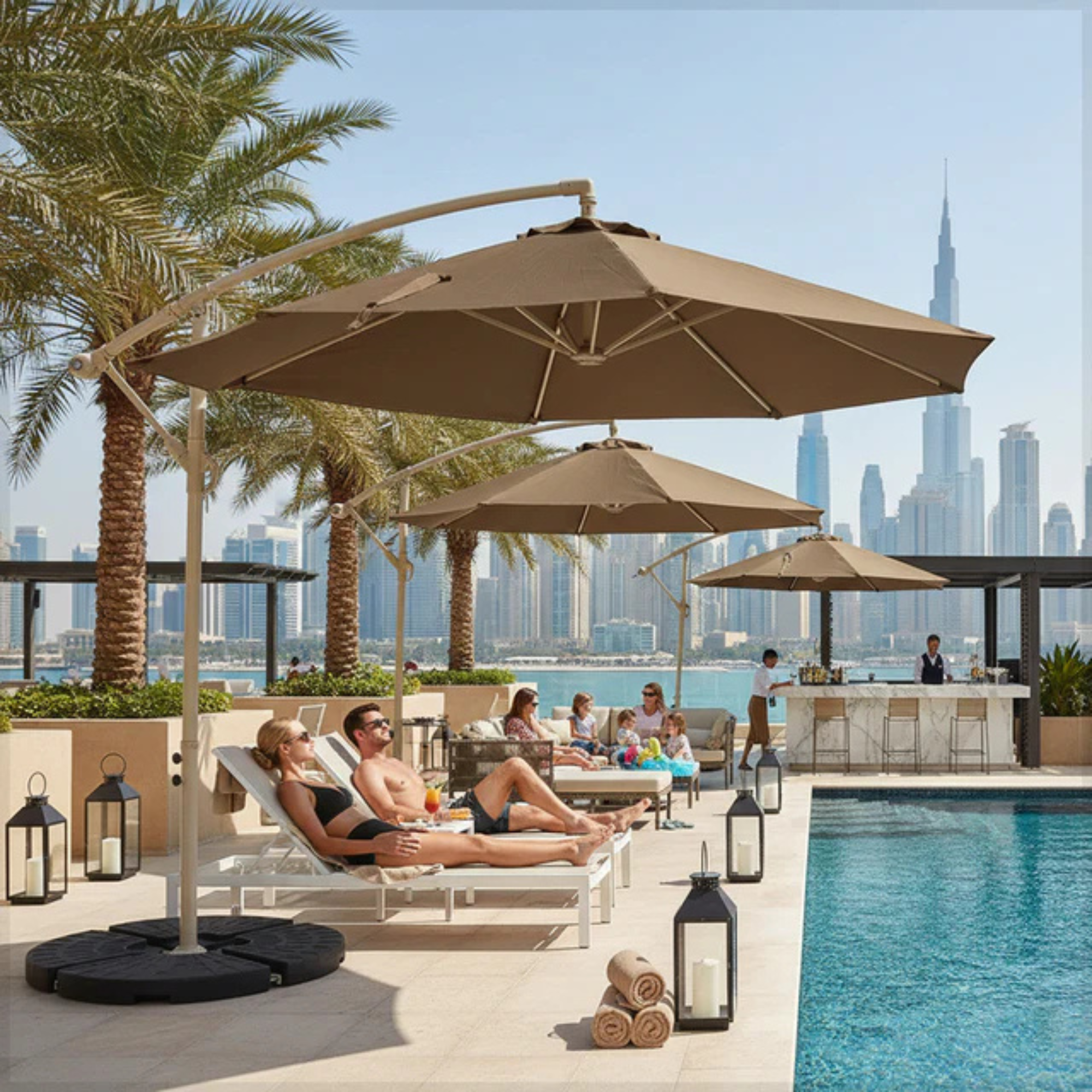 Garden Hanging Umbrella with Base