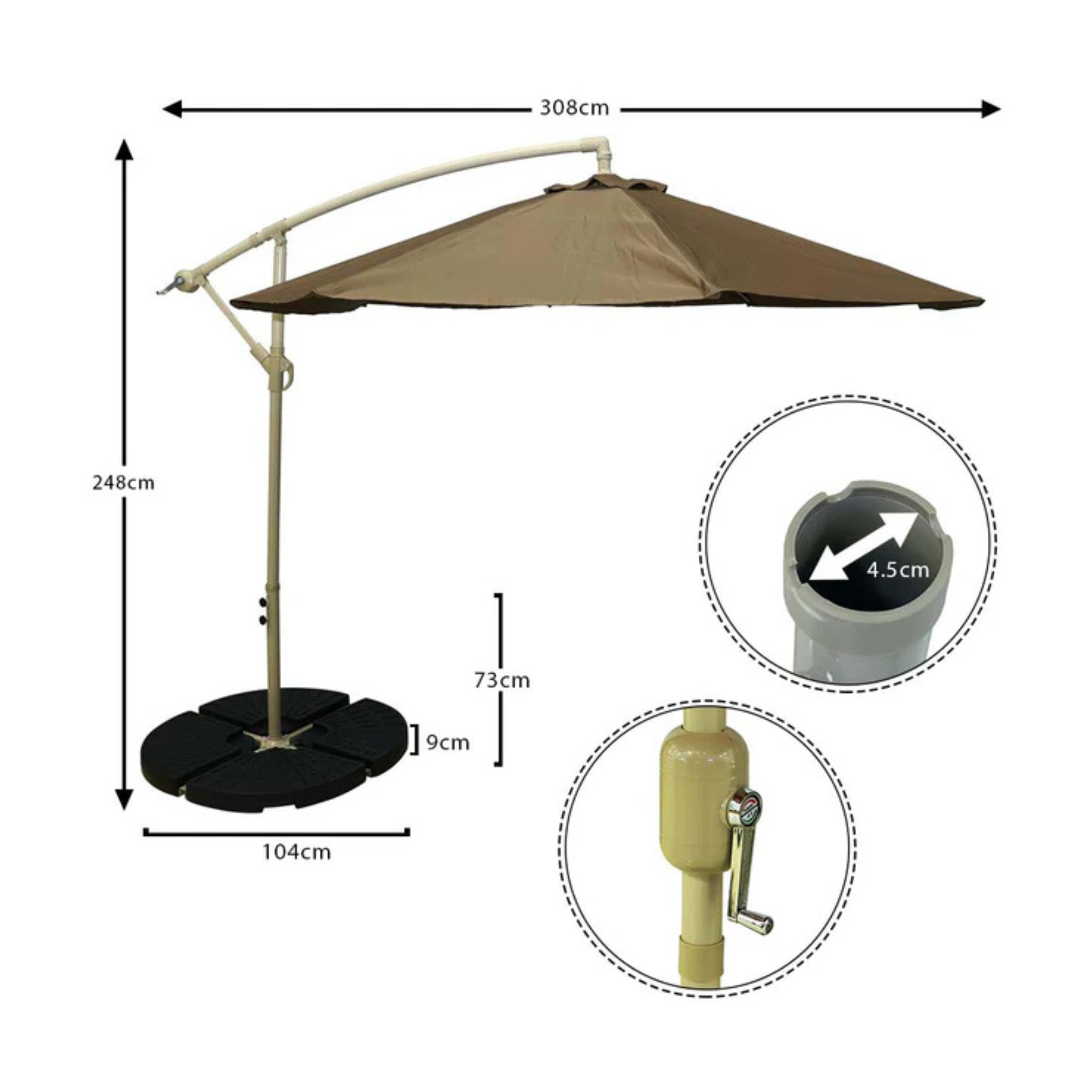 Garden Hanging Umbrella with Base