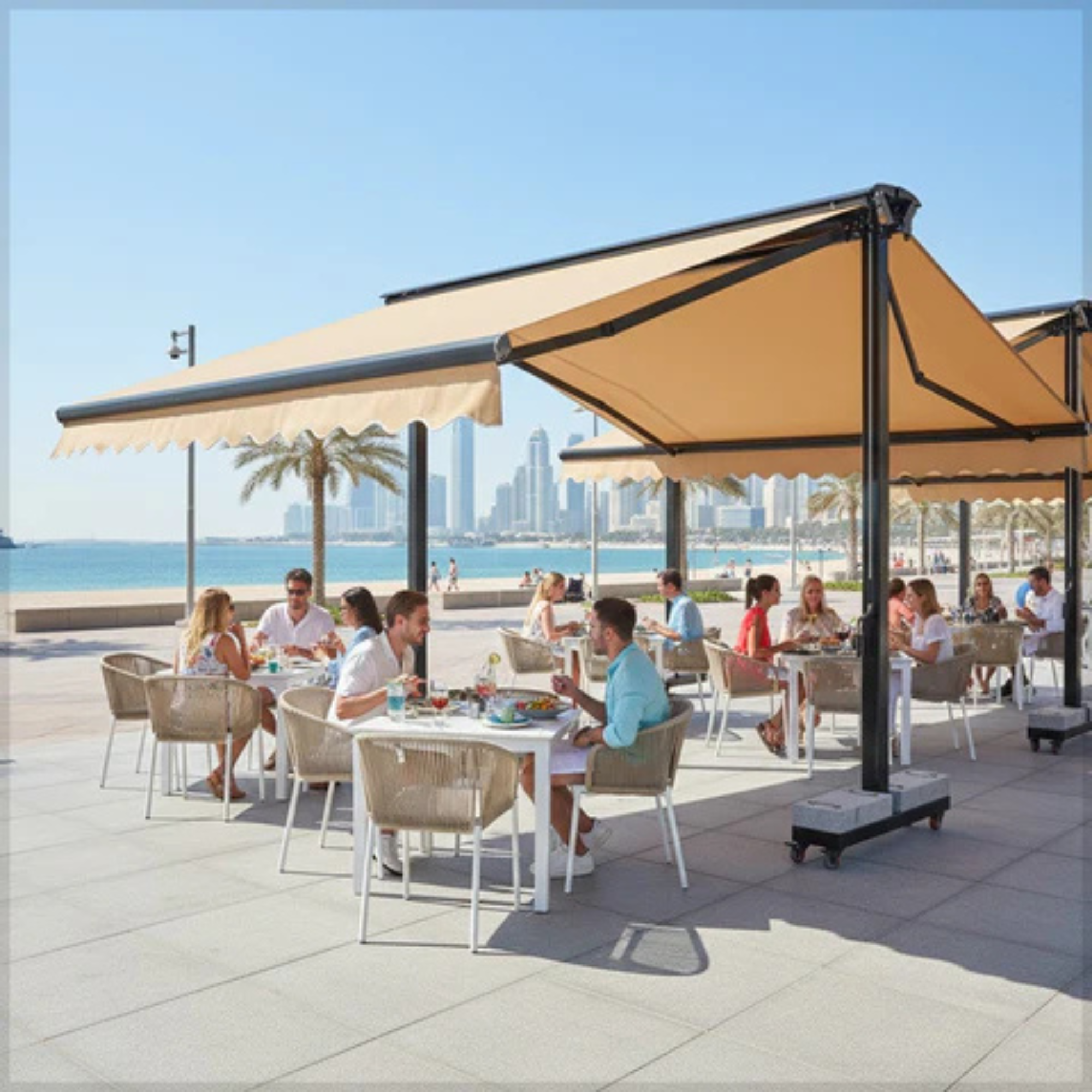 Double-Sided Freestanding Retractable Outdoor Sun Shade Awning