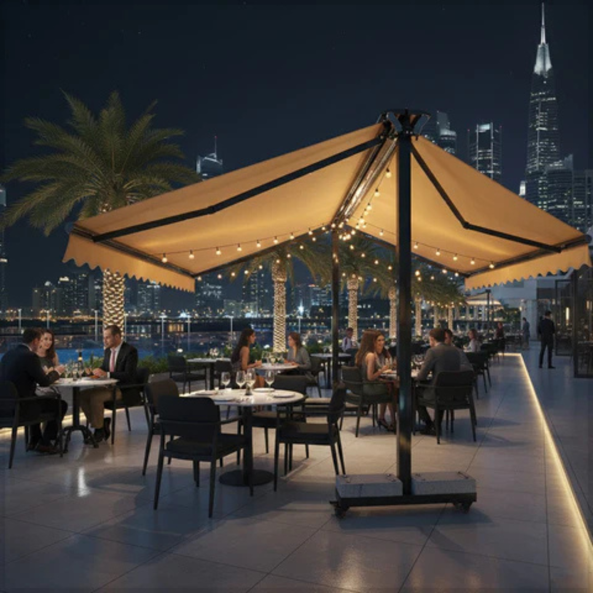 Double-Sided Freestanding Retractable Outdoor Sun Shade Awning