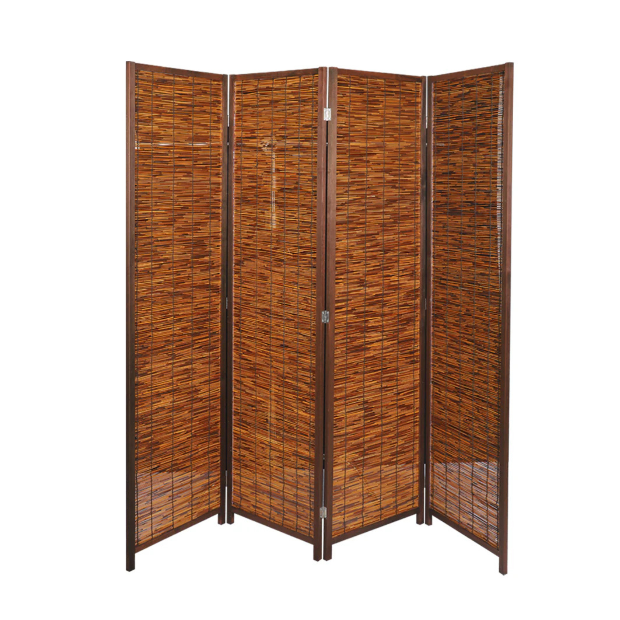Four Panel Wooden Room Divider Screen
