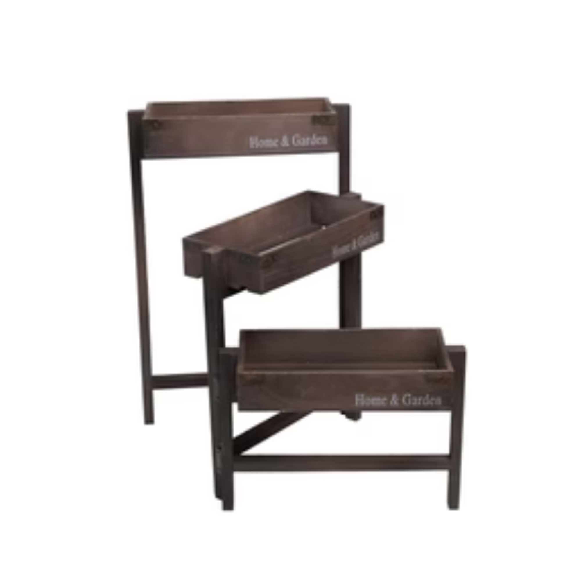 1 Piece Rectangular 3-Tiered Solid Wood Plant Stand