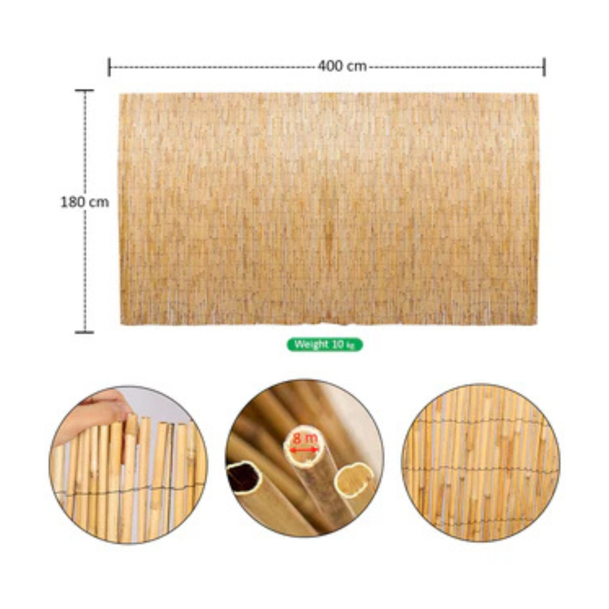 1 Piece Natural Bamboo Privacy Screen Roll (Only Fence)