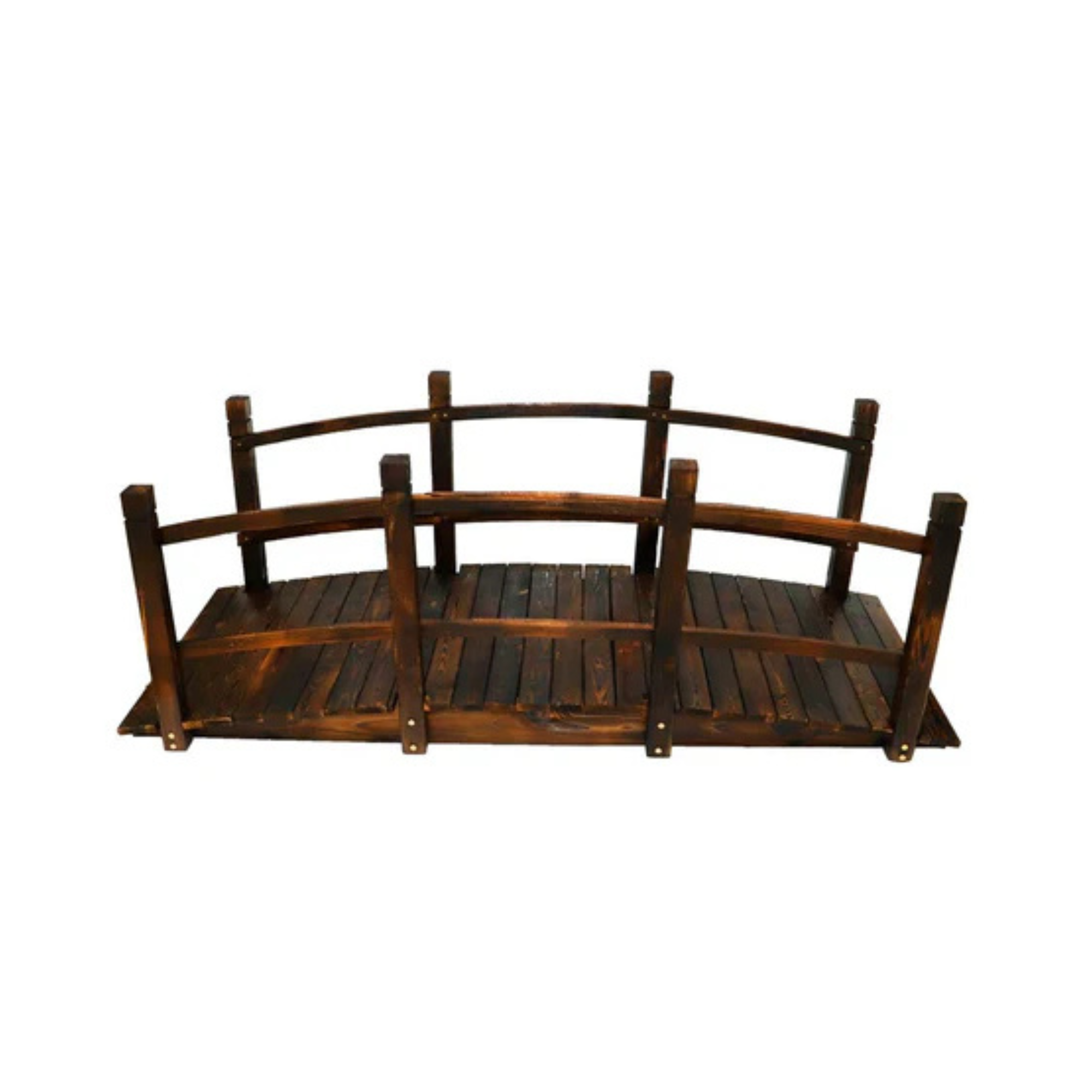 1-Piece Wooden Garden Arc Bridge with Railings (Only Bridge)