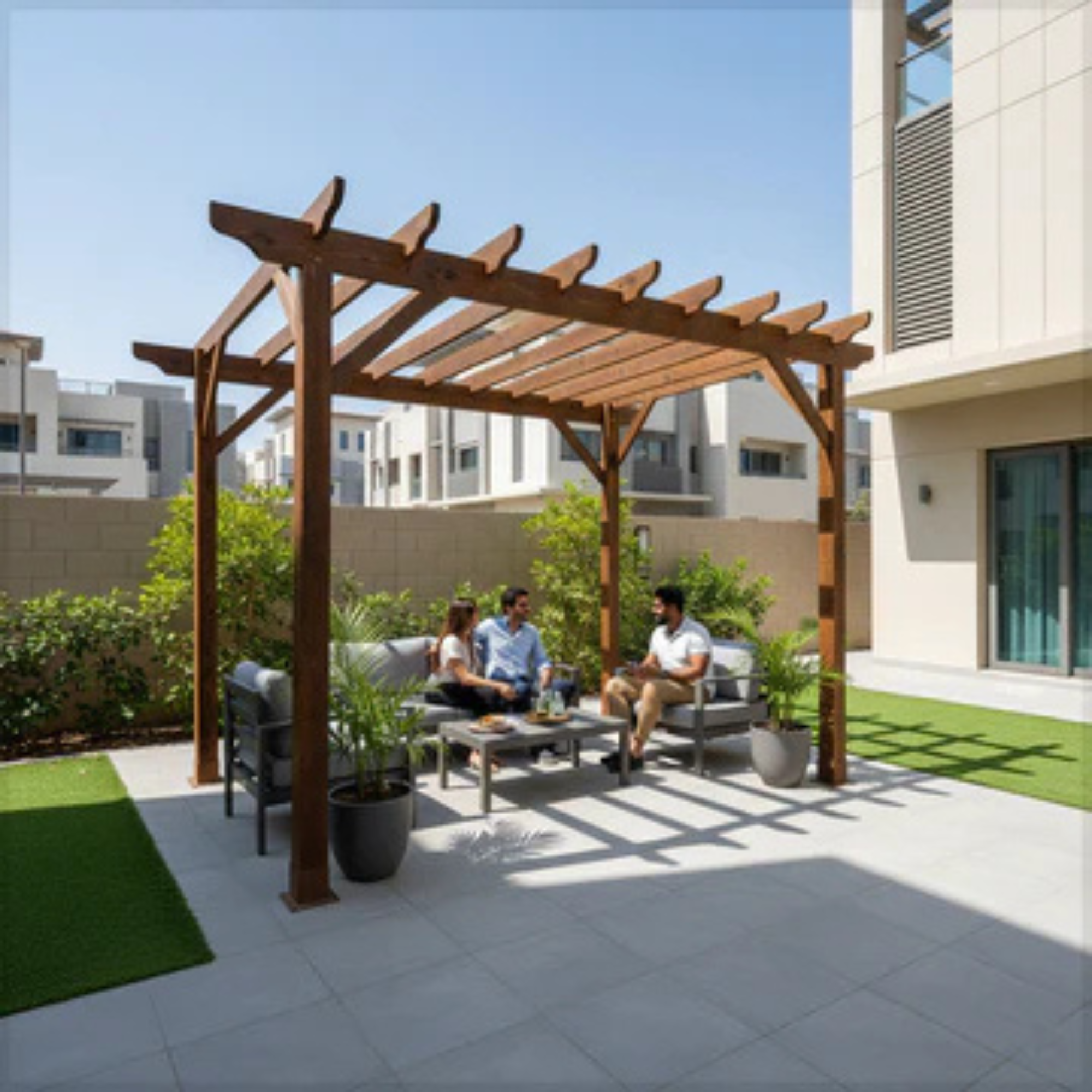 Outdoor 1-Piece Solid Wood Garden Pergola Shade