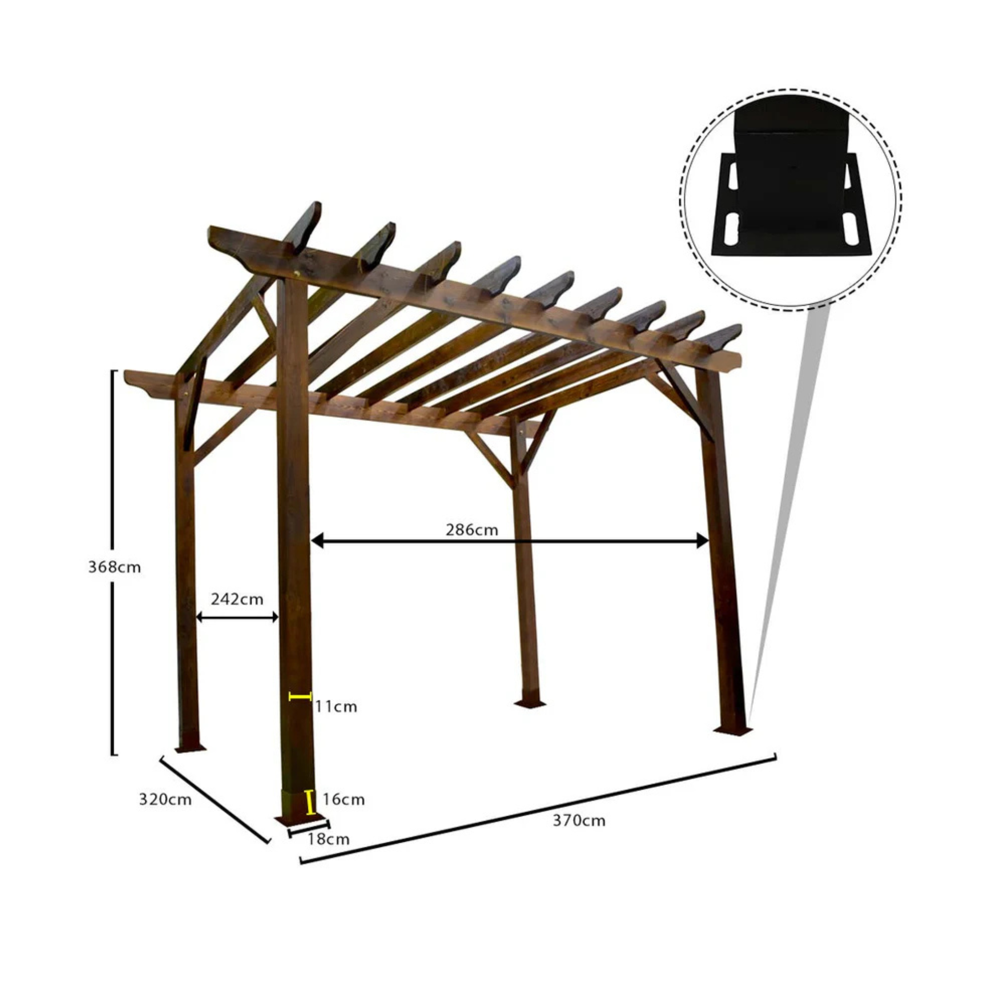Outdoor 1-Piece Solid Wood Garden Pergola Shade
