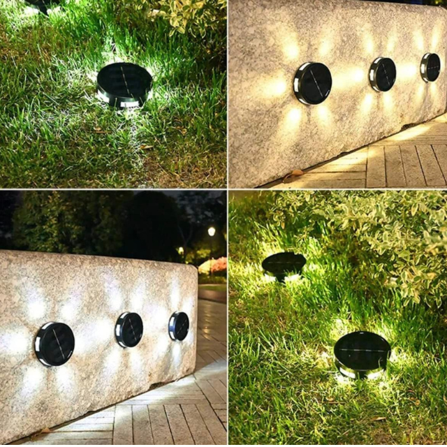 Blue Coral Solar Ground Lights 4-Pack – Waterproof 6LED Outdoor Pathway & Garden Lamp