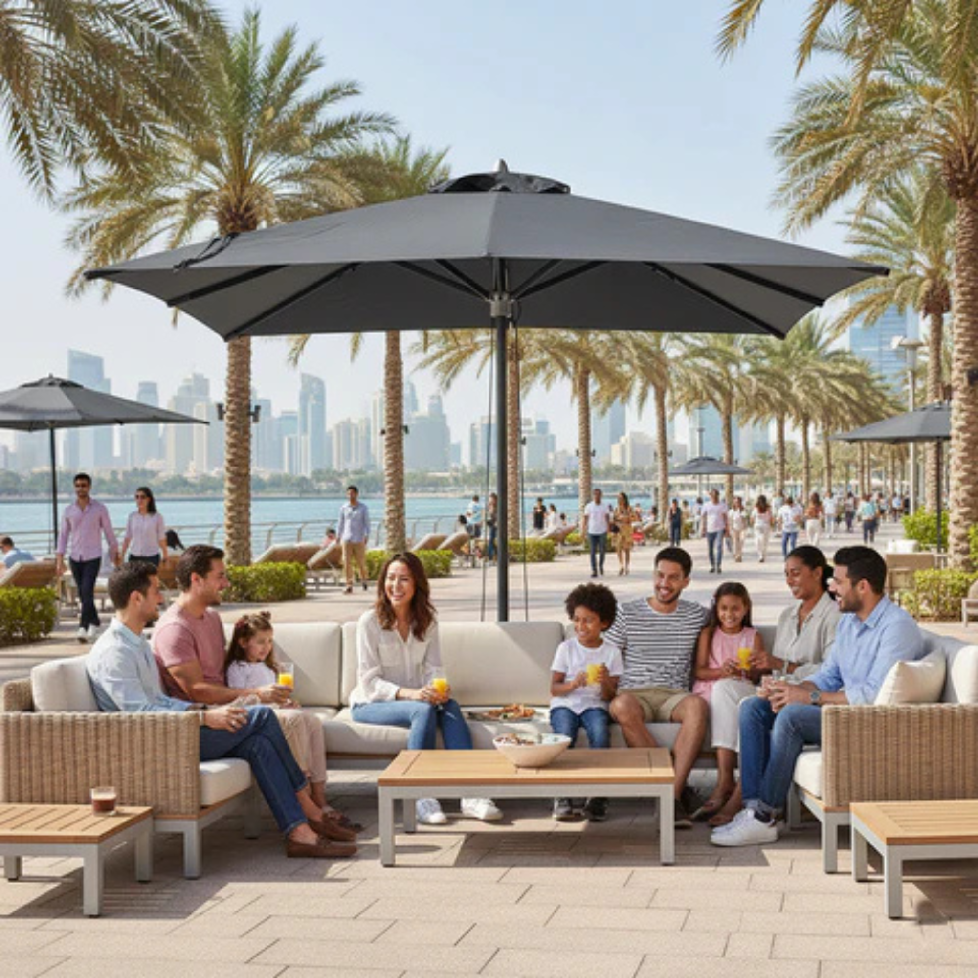 Gray Square Outdoor Umbrella without Base