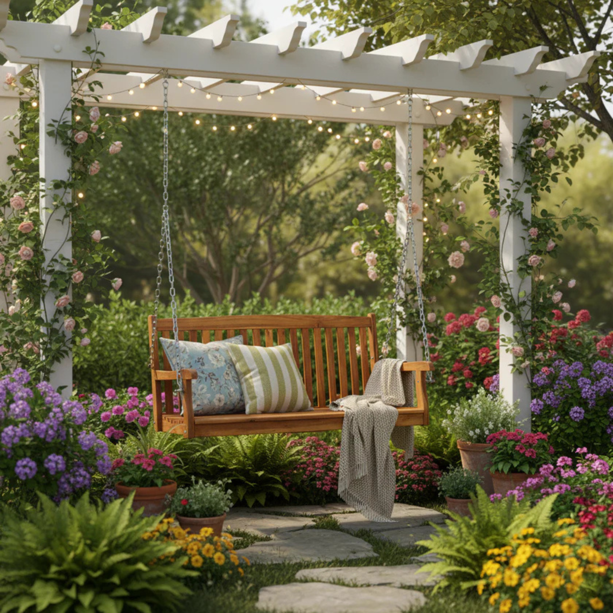 Wooden Porch Swing for Outdoor