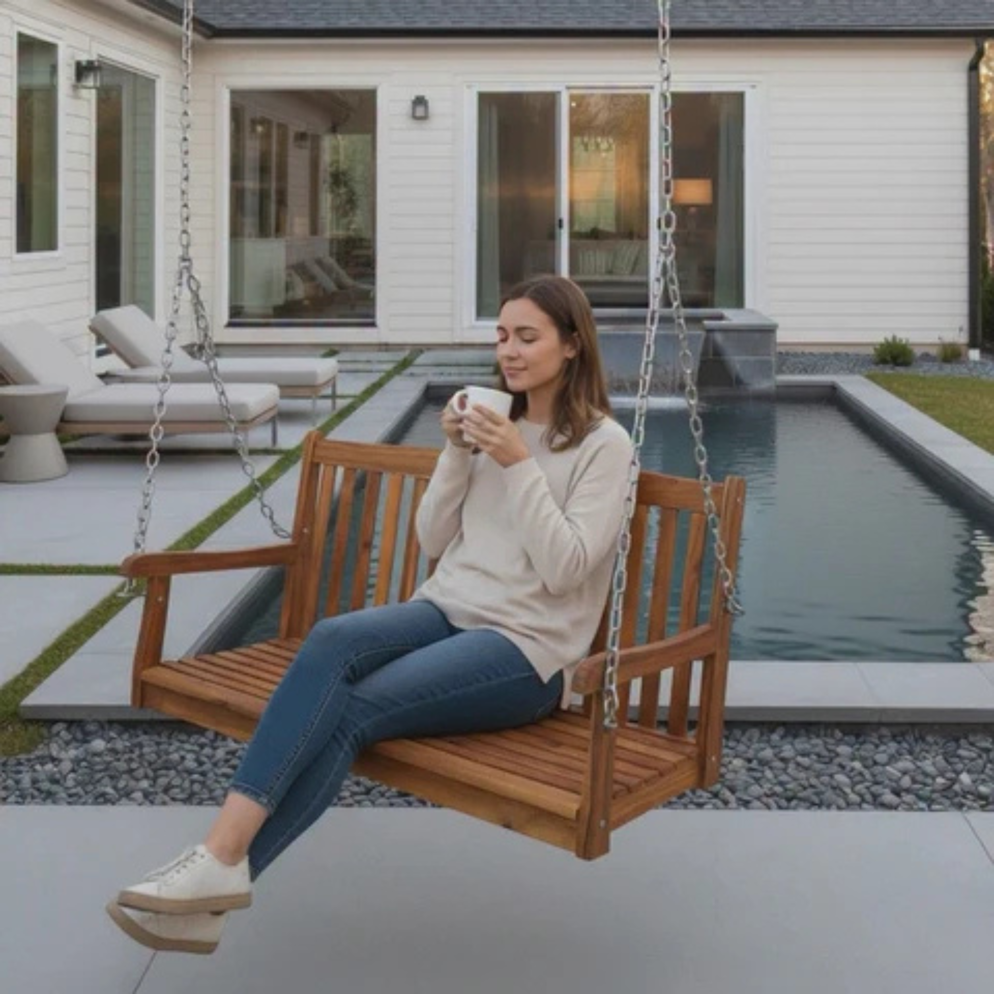 Wooden Porch Swing for Outdoor