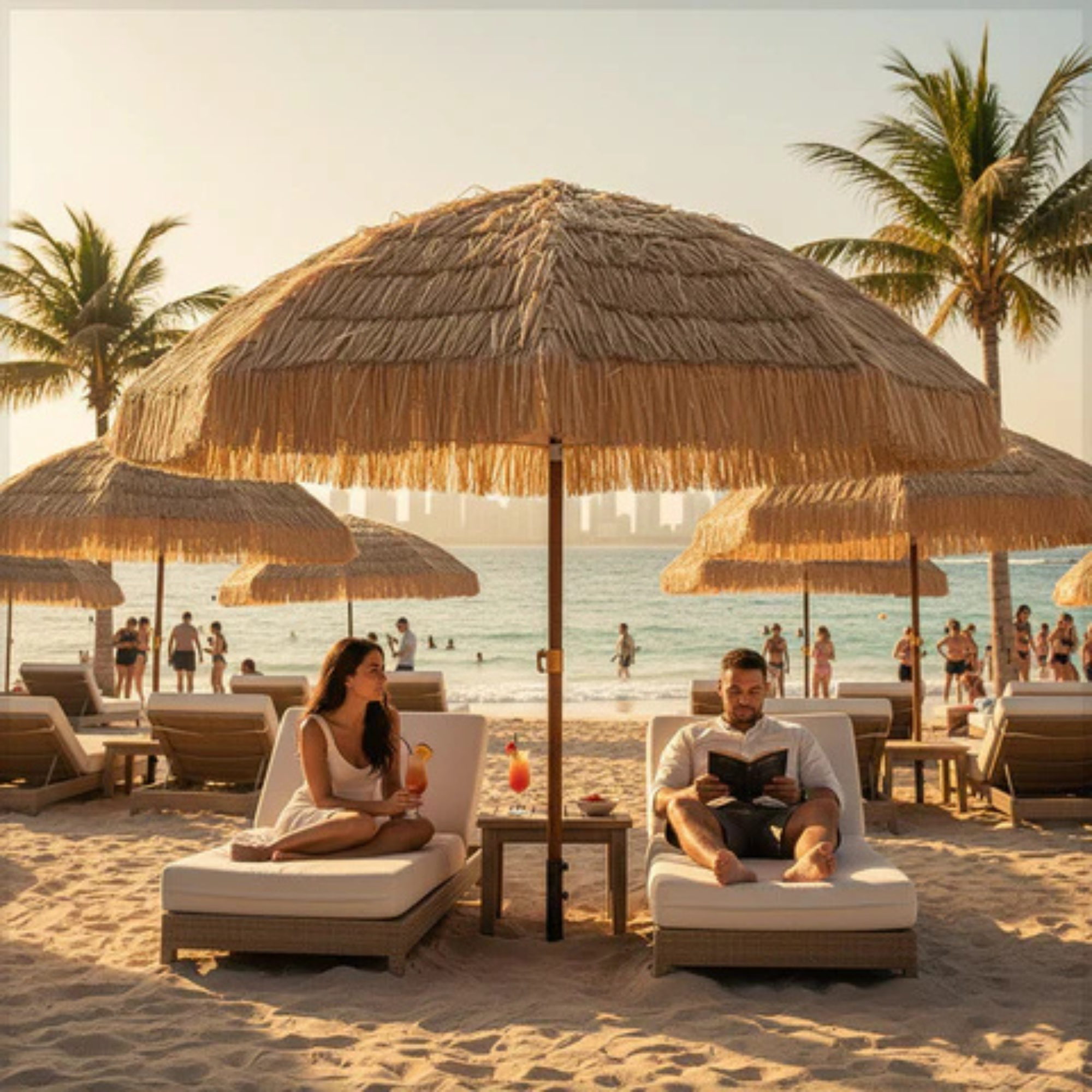 Outdoor Hawaiian Straw Umbrella – Umbrella Only